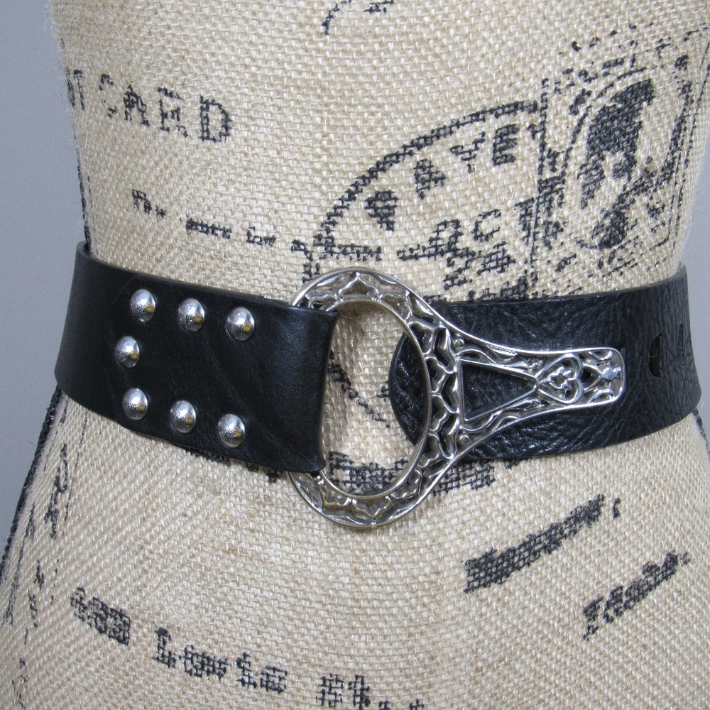 Chico's Black Silver Buckle Belt Sz Large